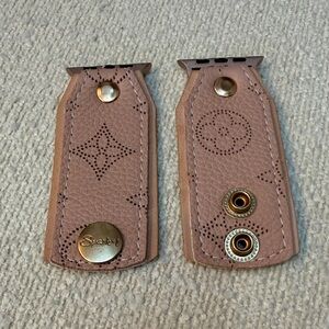 Spark*l Authentic LV Mahina Mauve Pink Apple Watch Band - Large Apple Watch